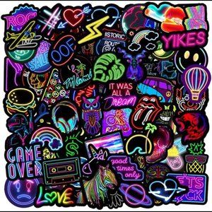 100 Pcs Neon Stickers Pack, Waterproof Vinyl Stickers
